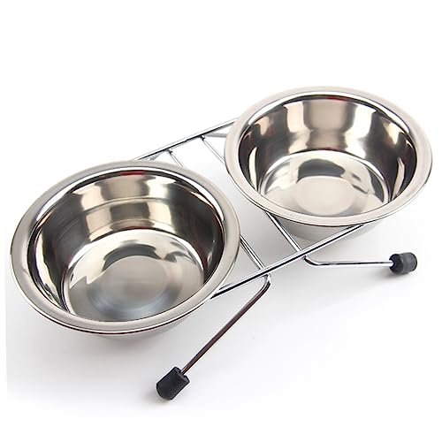 CIYODO Hundefutter Und Wassernäpfe Stand Kleine Hundenäpfe Erhöhte Hundenäpfe Futterautomat Für Haustiere Katzenfutter Hundenapf Futter- Und Wassernäpfe Für Haustiere Silver von CIYODO