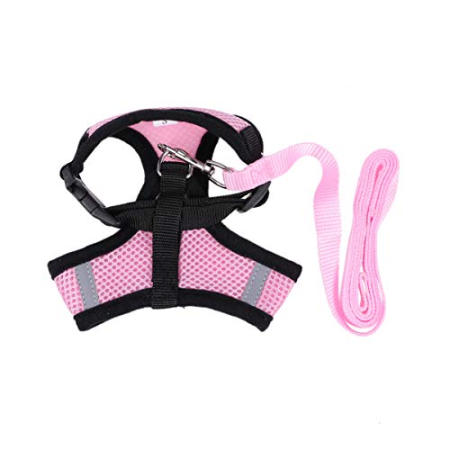CIYODO Hundegeschirr Weste Für Kleine Und Katzen Verstellbar Und Atmungsaktiv Rosa S Brustgeschirr Für Welpen Und Haustiere Leine von CIYODO