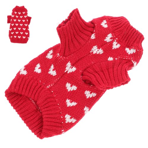 CIYODO Hundepullover Herzmuster Stretchy Rollkragen Pullover für Kleine Winterkleidung für Haustiere S von CIYODO