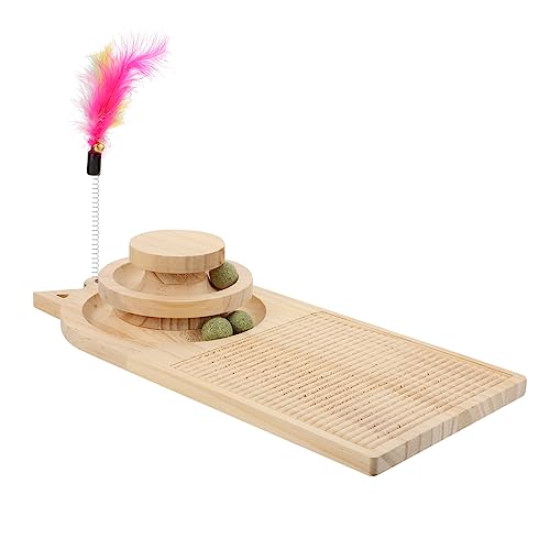 CIYODO Interaktiver Katzen Aus Holz Mit Ball Kratzbrett Für Katzen Langlebiges Für Kätzchen Und Katzen Zufällige Farbwahl von CIYODO