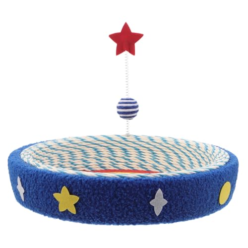 CIYODO Katze Kratzbrett Sternenmuster Kratzmatte Rundes Katzenbett Sisal Lounge für Indoor Katzen bis Strapazierfähiges Katzenmöbel mit Elegantem Design und Kompakter von CIYODO