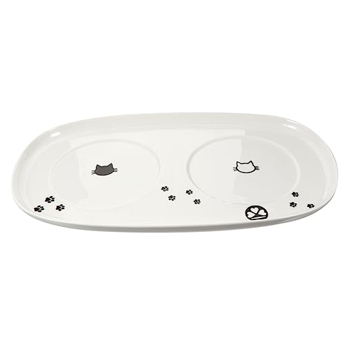 CIYODO Katzenfutter und Wassernapf Elevationsschale Keramische Futterunterlage für Katzen Rutschfester Futternapf für Fütterung Reinigen Teller für Haustiere von CIYODO
