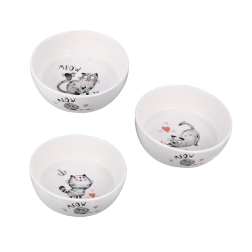 CIYODO Katzennapf Keramik Futternapf rutschfeste Schüssel für Nassfutter für Katzen und Kleine zu Reinigen Langlebig Süßem Cartoon Design von CIYODO