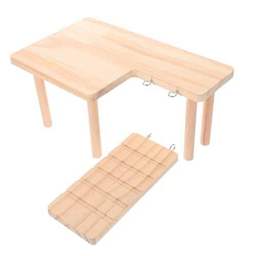 CIYODO Stehplattform Für Kleintiere Holztrainingsspielzeug Hamsterkäfigzubehör Holzplattform Mit Rampe Für Hamster Chinchilla Meerschweinchen von CIYODO
