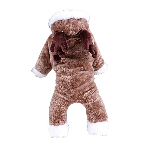CIYODO Kleiner Hundekostüm Mit Hasenohren Warmes Hoodie Für Herbst Und Winter Für Kleine Haustiere Xs Kaffee von CIYODO