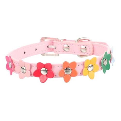 CIYODO Kleines Verstellbares Hundehalsband aus PU mit Buntem Blumenmuster für Katzen für Tägliches Partys Hochzeiten von CIYODO
