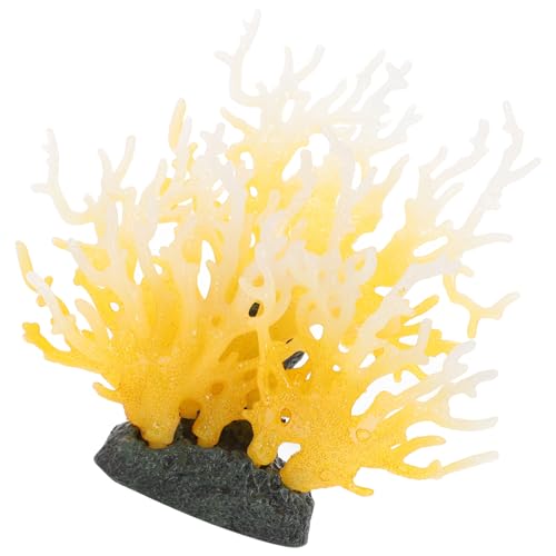 CIYODO Künstliche Korallendekoration Aquarium Großes Gelbes Modell Stilvolles Fish Tank Ornament Leichtes Elegantes Simuliertes Korallenornament für Aquarienzubehör Lebendige von CIYODO