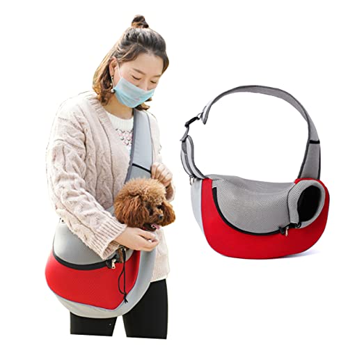CIYODO Einzel-Schulter-haustiertasche Haustier-Tragetasche Für Hunde Tragbares Hundetragetuch Aus Netzstoff Rote Schultertasche Belüftet von CIYODO