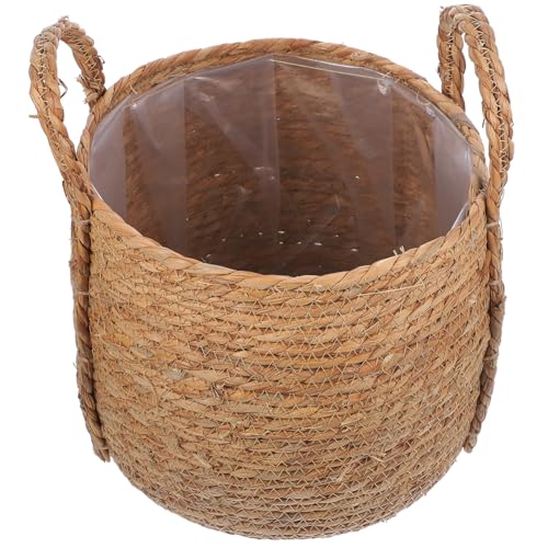 CIYODO Pflanzenkorb Drinnen Weidenkorb Körbe Lagerbehälter Aufbewahrungskorb Container Küchenkorb Blumenvase Blumenbank Dekoration Korbpflanzer Dekorativer Blumenkorb Stroh von CIYODO