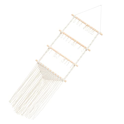 CIYODO Haarnadelspeicher Wandregal Aus Makramee Display Für Haarschmuck Organizer Zur Aufbewahrung Von Stirnbändern Aufhänger Für Haarspangen Gewebte Wand Mädchen Anhänger Holz Bohemien von CIYODO