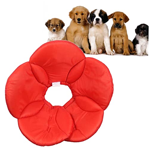 CIYODO Haustierhalsband aus Schwammblumen aufblasbar Hundekegelhalsband weich Hunde hundekragen Anti-Biss-Halsband für Hunde Schutzhülle die Blumen rot von CIYODO