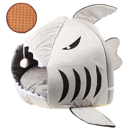 CIYODO Shark Förmiges Katzenbett mit Innenkissen Warmes Haustiernest für Katzen und Welpen für Drinnen Rutschfester Boden Waschbar Gemütlicher Schlafplatz für Kleine Hunde und Katzen CIYODO Shark Förmiges Katzenbett mit Innenkissen Warmes Haustiernest für Katzen und Welpen für Drinnen Rutschfester Boden Waschbar Gemütlicher Schlafplatz für Kleine Hunde und Katzen von CIYODO