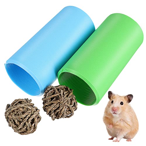 CIYODO Plastiktunnel Für Hamster Flexibler Röhrenspielplatz Mit Grasbällen Zum Knabbern Zum Verstecken Und Spielen Haustierzubehör Für Käfig von CIYODO