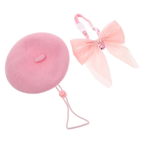 CIYODO Verstellbares Katzenhalsband Set mit Baskenmütze und Schleifenhalsband für Haustiere Teilig mit Glocke Waschbar Modisches Kostüm für Party und Outdoor Passend für Katzen und von CIYODO