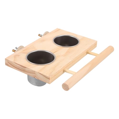 CIYODO Papageien Futternapf Aus Edelstahl Mit Holz-ständer Doppelter Futter Und Wasserschale Für Käfig Für Sittiche Und Andere Vögel Installieren Leichte Pflege CIYODO Papageien Futternapf Aus Edelstahl Mit Holz-ständer Doppelter Futter Und Wasserschale Für Käfig Für Sittiche Und Andere Vögel Installieren Leichte Pflege von CIYODO