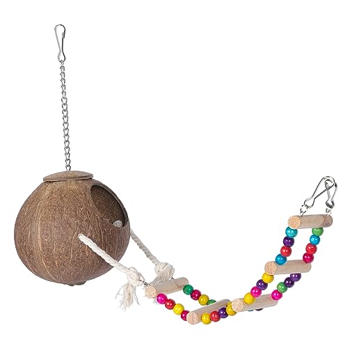 CIYODO Vogelhaus Aus Kokosnuss Mit Leiter Gemütliches Nest Für Papageien Und Kleintiere Hängendes Versteck Mit Natürlichem Design Für Garten Und Innenräume CIYODO Vogelhaus Aus Kokosnuss Mit Leiter Gemütliches Nest Für Papageien Und Kleintiere Hängendes Versteck Mit Natürlichem Design Für Garten Und Innenräume von CIYODO