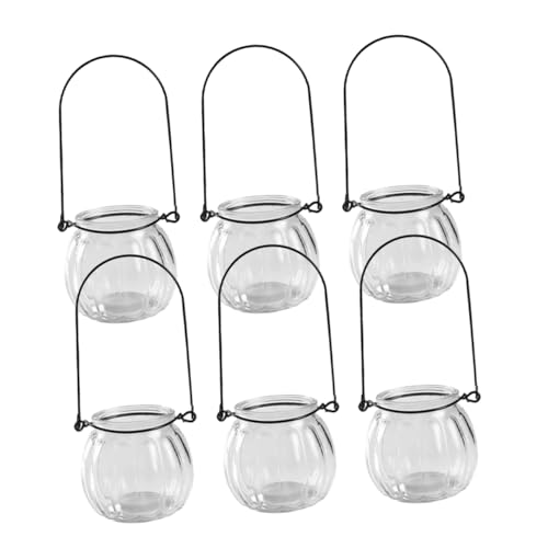 CIYODO Wandbehang Terrarium 6 Stück Hängende Pflanzgefäße Aus Klarem Glas Für Zimmerpflanzen Hydrokulturvasen Für Wanddekoration Für Luftpflanzen Und Kerzen Stilvolle von CIYODO