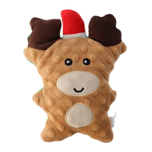 CIYODO Weihnachtlicher Plüsch-hundespielzeug Gingerbread Man Robust Quietscht Interaktiv Welpenbeißspielzeug Festlicher Kuscheltier Hundespielzeug für Kleine und Mittlere Hunde Indoor von CIYODO