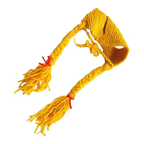 CIYODO lustiger Katzenhaustierhut Katzenhüte Party Katzenzubehör Katzenmütze tiermütze Katzen Hut strickmützen strickhut perücken Strickmütze für Haustiere Katzenzopfmütze Yellow von CIYODO