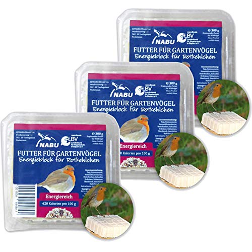 CJ Wildlife Energieblock für Rotkelchen und andere Wildvögel mit Mehlwürmer, Sparpack 7 x 300 g von Ewbob