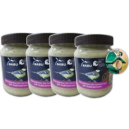 CJ Wildlife Erdnussbutter für Gartenvögel mit Mehlwürmer, Sparpaket 4 x 330g von CJ Wildlife