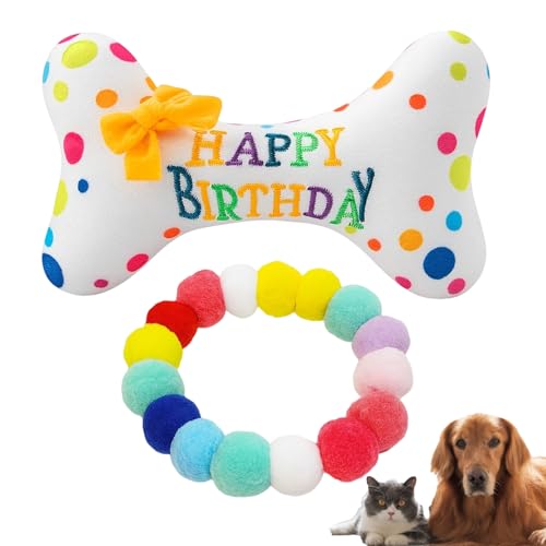 CJAPGJW Hunde Geburtstag Spielzeug, 1 Stück Haustier Hund Kekse Knorpelspielzeug und 1 Stück Halskette, Hundegeburtstag Geschenk, Ideal für Kleine und Mittelgroße Hunde CJAPGJW Hunde Geburtstag Spielzeug, 1 Stück Haustier Hund Kekse Knorpelspielzeug und 1 Stück Halskette, Hundegeburtstag Geschenk, Ideal für Kleine und Mittelgroße Hunde von CJAPGJW