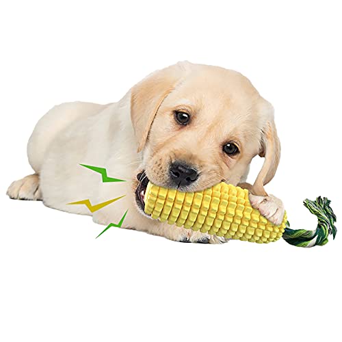 CJHZQYY Hundespielzeug, Unzerstörbar Maisspielzeug mit Seil, Maisförmig Hundezahnbürste Keilförmiger Hundezahnbürste Kau Mais Hundespielzeug für Kleine mittel große Hunde (da ist Ton) von CJHZQYY
