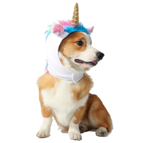 Haustier-Einhorn-Hut für Katze, Hund, Ohrwickel, Kapuze, pelzige Haustier-Perücke, lustiges Haustier-Kostüm, Haustier-Einhorn, Cosplay-Outfit, Hund, Katze, Kopfbedeckung für Halloween, Weihnachten Haustier-Einhorn-Hut für Katze, Hund, Ohrwickel, Kapuze, pelzige Haustier-Perücke, lustiges Haustier-Kostüm, Haustier-Einhorn, Cosplay-Outfit, Hund, Katze, Kopfbedeckung für Halloween, Weihnachten von CJKDXDH