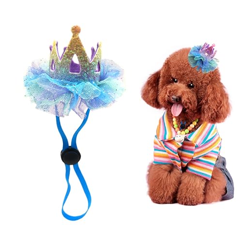 Haustier-Kronenhut, Geburtstagshut, Tiara, Katze, Hund, Krone, Stirnband, Haustierpflege-Zubehör mit verstellbarem Riemen, für Geburtstagsparty, Fotoshooting, Blau Haustier-Kronenhut, Geburtstagshut, Tiara, Katze, Hund, Krone, Stirnband, Haustierpflege-Zubehör mit verstellbarem Riemen, für Geburtstagsparty, Fotoshooting, Blau von CJKDXDH