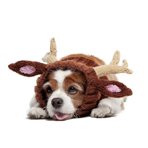 Haustierkostüm mit Hirschgeweih, gestrickt, für Haustiere, warm, gestrickt, Kuh, Hund, Schlauchschal für Haustiere, Frohe Weihnachten, Hundegeweih, Stirnbänder, elastisches Band, verstellbar Haustierkostüm mit Hirschgeweih, gestrickt, für Haustiere, warm, gestrickt, Kuh, Hund, Schlauchschal für Haustiere, Frohe Weihnachten, Hundegeweih, Stirnbänder, elastisches Band, verstellbar von CJKDXDH