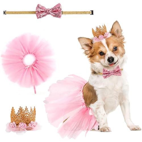 Hunde-Geburtstagsparty-Zubehör, Hundekrone, Tutu, Rock, Fliege, Welpen, Katze, Geburtstagshut, Haustier-Geburtstagskleid für kleine, mittelgroße Hunde und Katzen, Rosa Hunde-Geburtstagsparty-Zubehör, Hundekrone, Tutu, Rock, Fliege, Welpen, Katze, Geburtstagshut, Haustier-Geburtstagskleid für kleine, mittelgroße Hunde und Katzen, Rosa von CJKDXDH