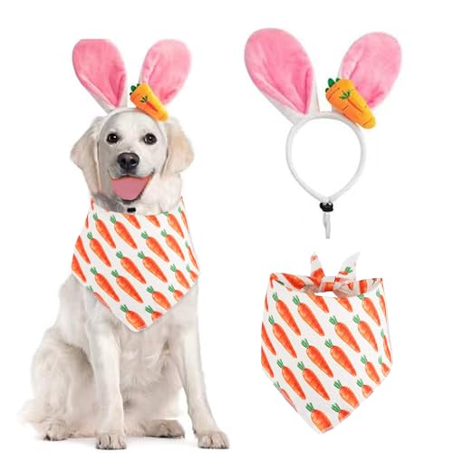 Hunde-Hasenohren-Stirnband, Karotten, Bandana, Haustier-Kostüm, Ostern, Halloween, Party-Zubehör, Frühlingsschals, Kopfbedeckung für kleine, mittelgroße Hunde und Katzen, lustiges Kostüm-Set Hunde-Hasenohren-Stirnband, Karotten, Bandana, Haustier-Kostüm, Ostern, Halloween, Party-Zubehör, Frühlingsschals, Kopfbedeckung für kleine, mittelgroße Hunde und Katzen, lustiges Kostüm-Set von CJKDXDH