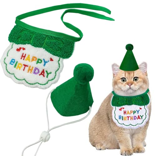 Katzen-Geburtstagsdekorationen, niedliches Katzen-Welpen-Geburtstagshut, Schal, Set, schönes Katzenkostüm-Zubehör, Lätzchen-Halsband, Haustier-Outfits, Geburtstagszubehör für Kätzchen, Katzen, Welpen, Katzen-Geburtstagsdekorationen, niedliches Katzen-Welpen-Geburtstagshut, Schal, Set, schönes Katzenkostüm-Zubehör, Lätzchen-Halsband, Haustier-Outfits, Geburtstagszubehör für Kätzchen, Katzen, Welpen, von CJKDXDH