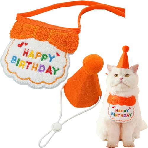 Katzen-Geburtstagsdekorationen, niedliches Katzen-Welpen-Geburtstagshut, Schal, Set, schönes Katzenkostüm-Zubehör, Lätzchen-Halsband, Haustier-Outfits, Geburtstagszubehör für Kätzchen, Katzen, Welpen, Katzen-Geburtstagsdekorationen, niedliches Katzen-Welpen-Geburtstagshut, Schal, Set, schönes Katzenkostüm-Zubehör, Lätzchen-Halsband, Haustier-Outfits, Geburtstagszubehör für Kätzchen, Katzen, Welpen, von CJKDXDH
