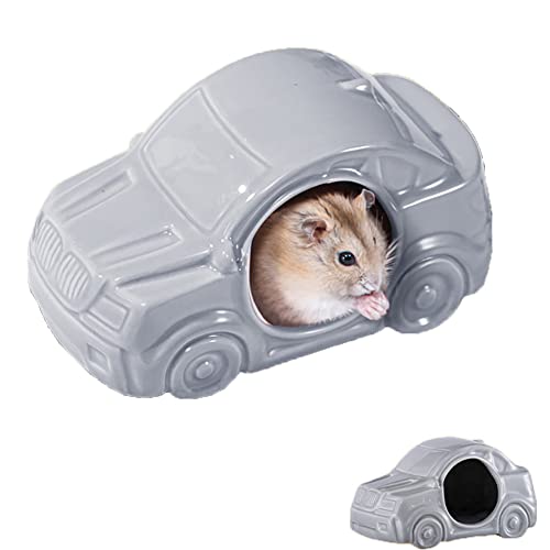 Keramik Hamster Auto Kleintier Zubehör Hamster Versteck Hamster Spielplatz Hamster Landschaftsbau Lebensraum Dekor für Sommer Kühlung Kleines Haus Grau von CJKDXDH