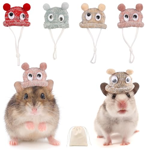 Kleintier-Hut, Hamstermütze, Hamsterkleidung, niedlich, kleine Rattenhut, schöne handgestrickte Augen, Hamster, Ratten, Schlangen, Eidechsen, Meerschweinchen, Kleidung, Kostüm-Zubehör für Kleintier-Hut, Hamstermütze, Hamsterkleidung, niedlich, kleine Rattenhut, schöne handgestrickte Augen, Hamster, Ratten, Schlangen, Eidechsen, Meerschweinchen, Kleidung, Kostüm-Zubehör für von CJKDXDH