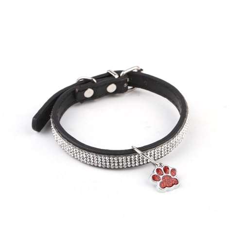 Strass-Halsband mit Pfoten, Leder, glitzernde Kristalldiamanten, Nieten, PU-Leder, Strasssteine, Haustier-Halsband für Hunde, Katzen, für Teetasse, Chihuahua, Yorkie, Kostüm-Zubehör Strass-Halsband mit Pfoten, Leder, glitzernde Kristalldiamanten, Nieten, PU-Leder, Strasssteine, Haustier-Halsband für Hunde, Katzen, für Teetasse, Chihuahua, Yorkie, Kostüm-Zubehör von CJKDXDH