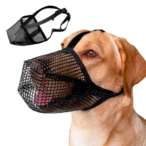 Maulkorb für große Hunde, Atmungsaktive Haustier Maske Hundetraining, Maulkorb mittlere Hunde mit Klettverschluss, fressschutz,Verhinderung von Bissverletzungen, Kauen und Bellen (L) von CJMUQHEHH