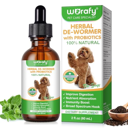 Entwurmung Flüssigkeit für Hunde 60ml | mit Probiotika | Natürliche Entwurmungsmittel für Katzen & Hunde | Verdauung & Immunität unterstützen | Veterinärempfohlene natürliche Formel zur Darmhygiene von CJXHJY