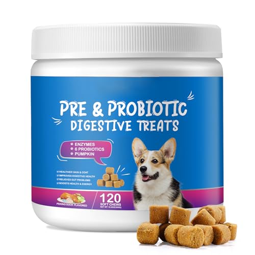 Probiotic Chews für Hunde, 120 Stück, Pekingente-Geschmack, Pre- & Probiotika Verdauungs-Kautabletten – Förderlich für die Darmgesundheit, Stärken das Immunsystem, Verbessern die Verdauungsfunktion von CJXHJY