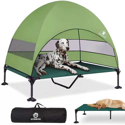 CJYMMFAN Erhöhtes Hundebett mit Baldachin, erhöhtes Outdoor-Hundebett mit leistungsstarken Anti-Rutsch-Füßen, tragbares Haustierbett mit größerem Schatten, erhöhtes Kühlbett für große Hunde für von CJYMMFAN