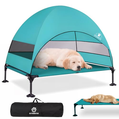 CJYMMFAN Hundebett mit Baldachin für große Hunde, Aqua, 106,7 x 76,2 x 83,8 cm (L x B x T) von CJYMMFAN