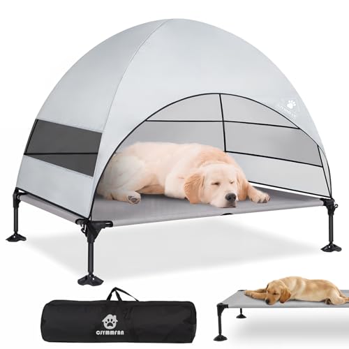 CJYMMFAN Hundebett mit Baldachin für große Hunde, Grau, 106,7 x 76,2 x 83,8 cm (L x B x T) von CJYMMFAN