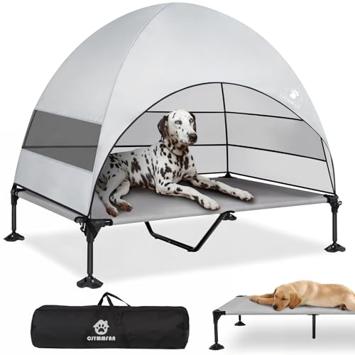 CJYMMFAN Hundebett mit Baldachin für große Hunde, Grau, 127 cm L x 81,3 cm B x 108 cm T von CJYMMFAN