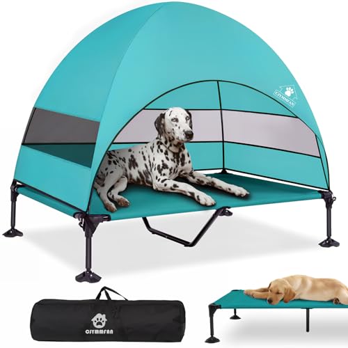 CJYMMFAN Hundebett mit Baldachin für große Hunde (Aqua, 127 cm L x 81,3 cm B x 108 cm T) von CJYMMFAN
