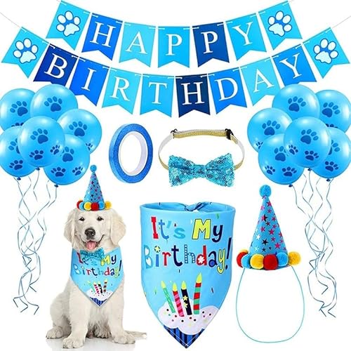 Hundegeburtstagsparty-Dekoration, Hunde-Geburtstagstuch, Bandana, Haustier-Geburtstagsparty-Banner, Zugflagge, Geburtstagshut, Hundepfotenballon, Speicheltuch, Fliege, Haustier-Requisiten von CKPLAS