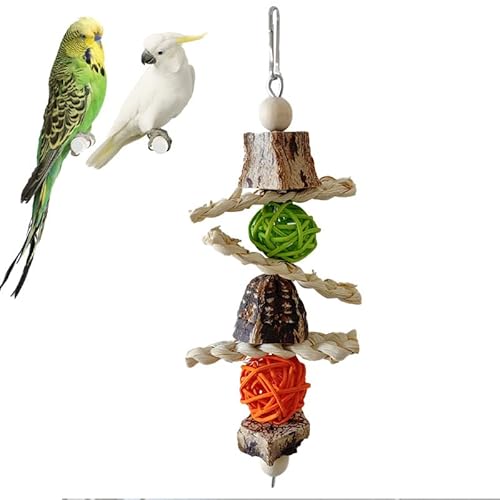 Papageienspielzeug, 20 cm, Vogel-Kauspielzeug – halten Sie Ihren gefiederten Freund mit unserem Holz-Vogelschaukel-Spielzeug von CKPLAS