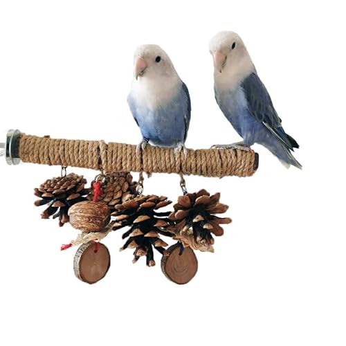 Vogel Papagei Hängeschaukel Spielzeug, Naturholz Sitzstangen Ständer Hängend und Schaukel Spielzeug für kleine Papageien Nymphensittiche von CKPLAS