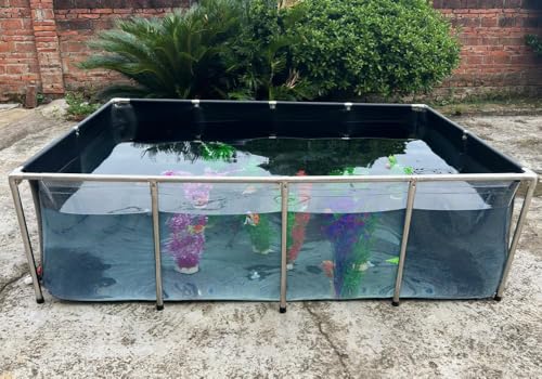 Koi Aquarium, oberirdischer Fischteich, faltbar, Segeltuch, schwarzes Wasserbecken mit klarem Sichtfeld, für drinnen und draußen, kein Graben von Schildkröten, Goldfischteich mit 304SS Rahmen und Koi Aquarium, oberirdischer Fischteich, faltbar, Segeltuch, schwarzes Wasserbecken mit klarem Sichtfeld, für drinnen und draußen, kein Graben von Schildkröten, Goldfischteich mit 304SS Rahmen und von CL CLC