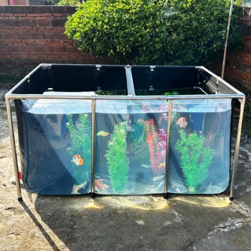 Koi Aquarium, oberirdischer Fischteich, faltbar, Segeltuch, schwarzes Wasserbecken mit klarem Sichtfeld, für drinnen und draußen, kein Graben von Schildkröten, Goldfischteich mit 304SS Rahmen und Koi Aquarium, oberirdischer Fischteich, faltbar, Segeltuch, schwarzes Wasserbecken mit klarem Sichtfeld, für drinnen und draußen, kein Graben von Schildkröten, Goldfischteich mit 304SS Rahmen und von CL CLC